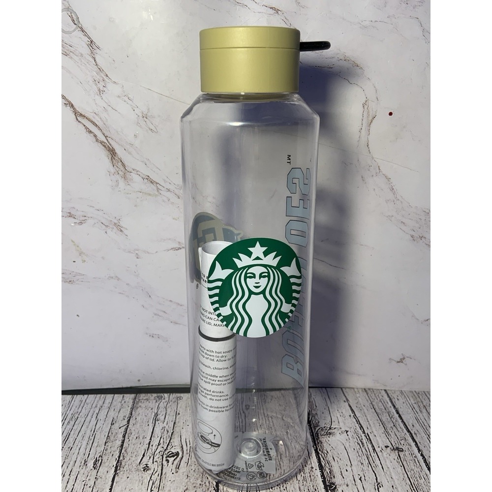 Starbucks CU Colorado‎ University Clear Tumbler Bottle Black Gold 2022 With Lid